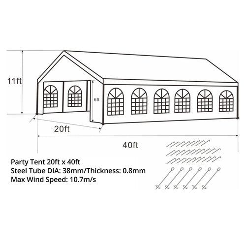 ALEKO PWT20X40 Heavy Duty Outdoor Canopy Event Tent with Windows - 20 X 40 FT - White