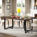 Tribesigns Dining Table Kitchen Table for 6, Rectangular Table with Metal Frame for Dining Room, Kitchen, Vintage Brown & Black