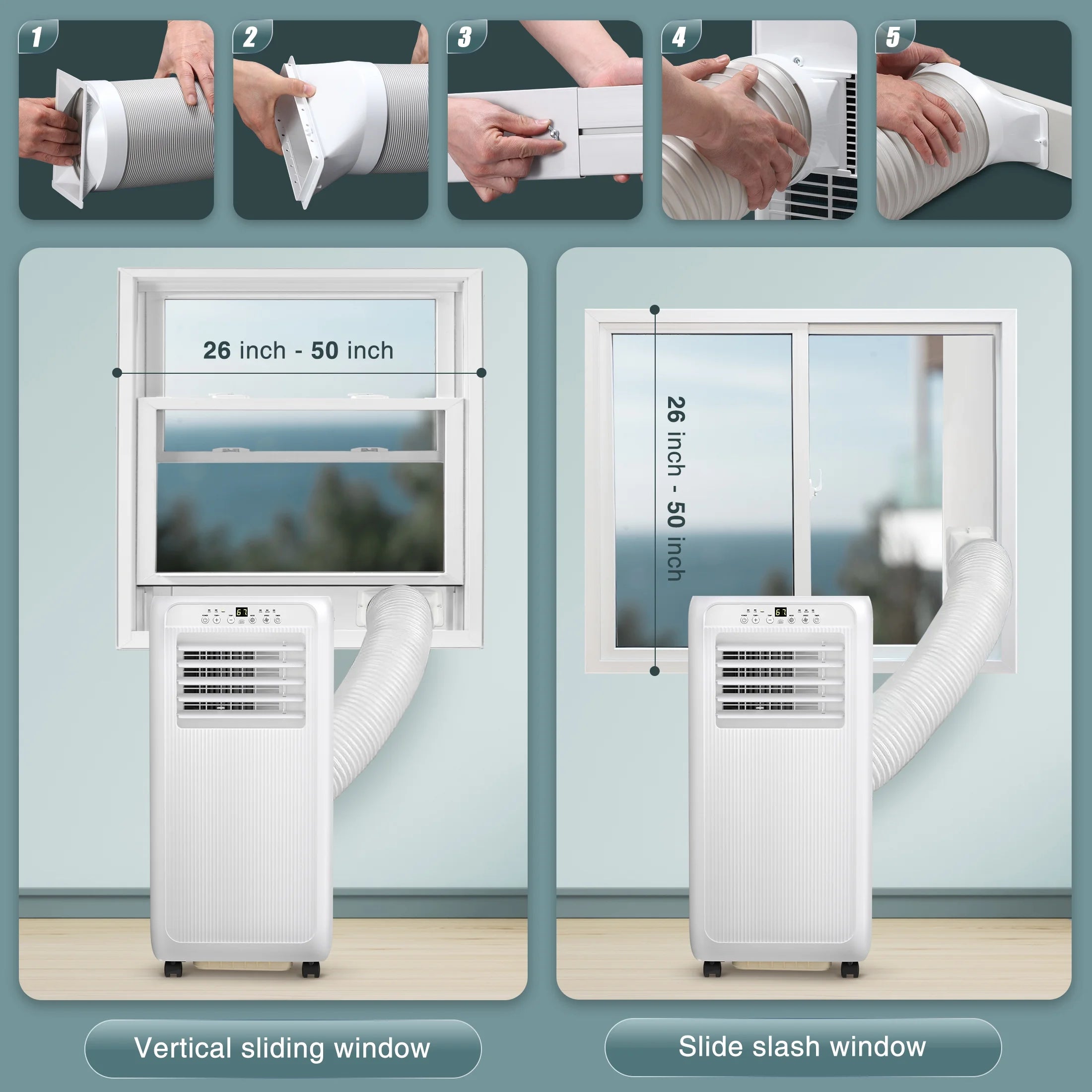 Auseo 5000BTU (8000 BTU ASHRAE) Portable Air Conditioner, 250 sq.ft  3 in 1 AC with 24-Hour Timer, Suitable for Families