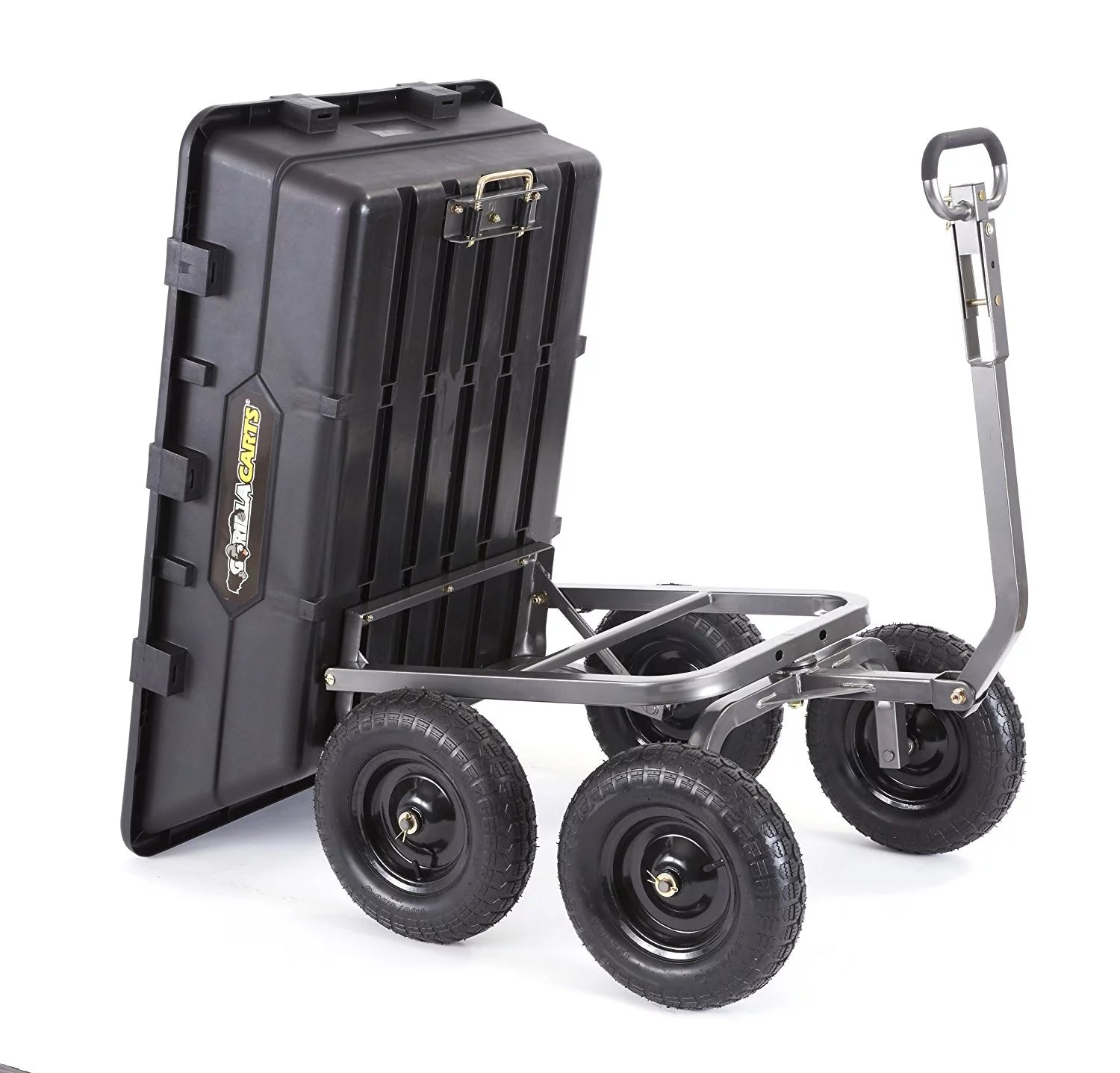 Gorilla Carts Heavy Duty Poly Yard Dump Cart Garden Wagon with 16" Tires