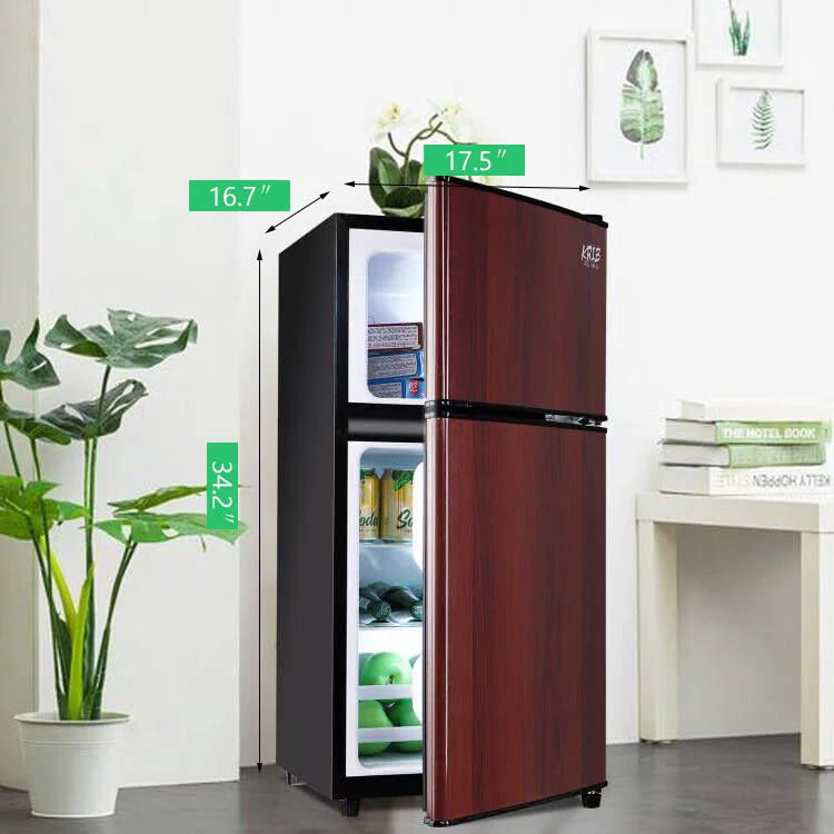 KRIB BLING 3.5 Cu.ft Compact Refrigerator Mini Fridge with Freezer, 2 Door Small Refrigerator for Office, Silver
