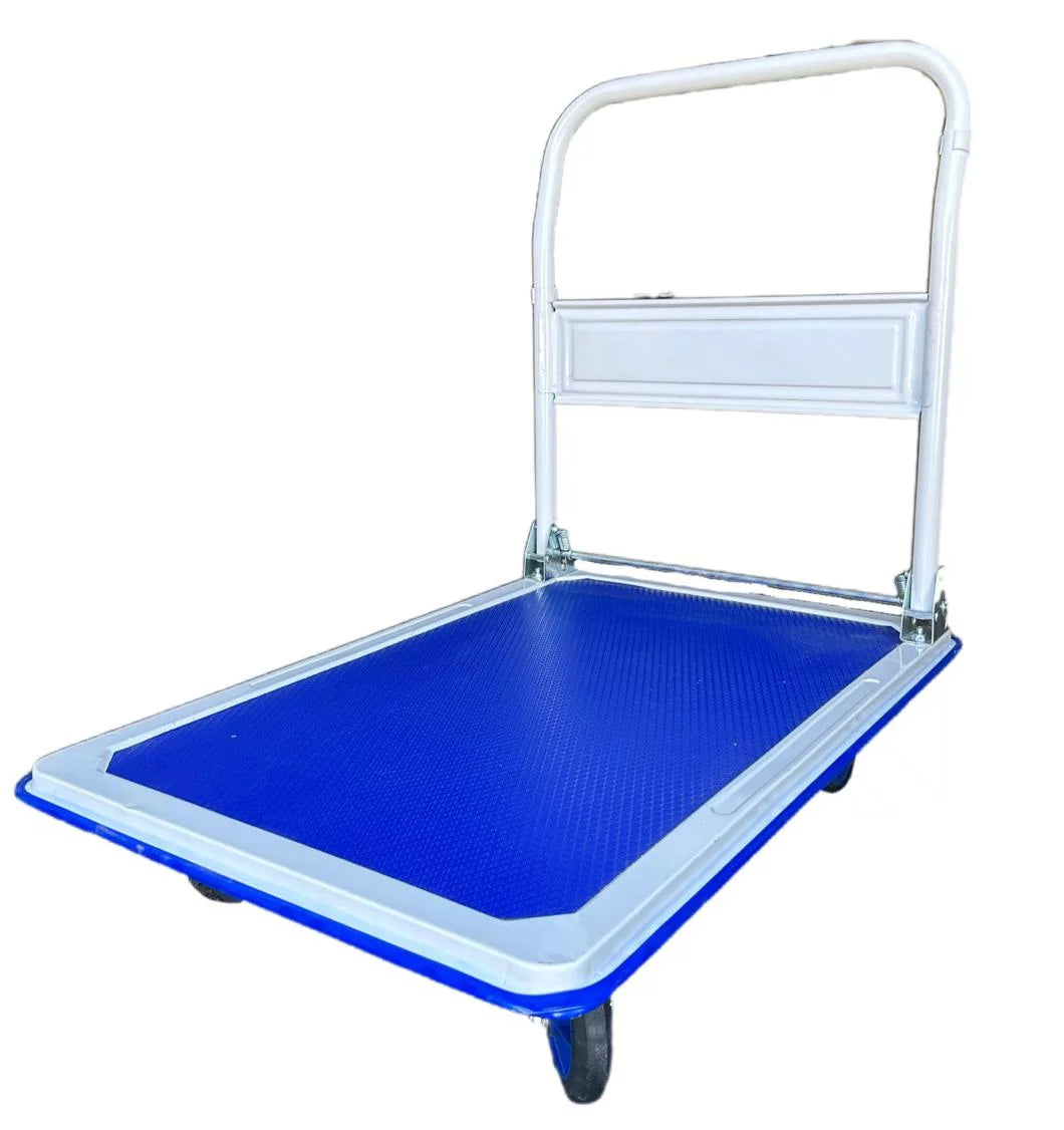 X Factor Foldable Platform Truck Push Cart Dolly with Swivel Wheels, Hand Truck Rolling Flatbed Cart 660 Lb Heavy Duty Weight Capacity, with Collapsible Push Handle Flat Bed Wagon (Blue)