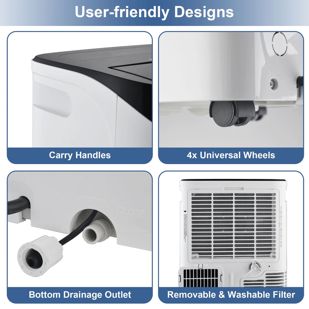 Agtana 8000 BTU (12000 BTU ASHRAE) Portable Air Conditioner Cools Room up to 500 sq.ft, 3-in-1 Portable AC Unit with Dehumidifier & Fan, Including Remote Control, DIY Window Kit