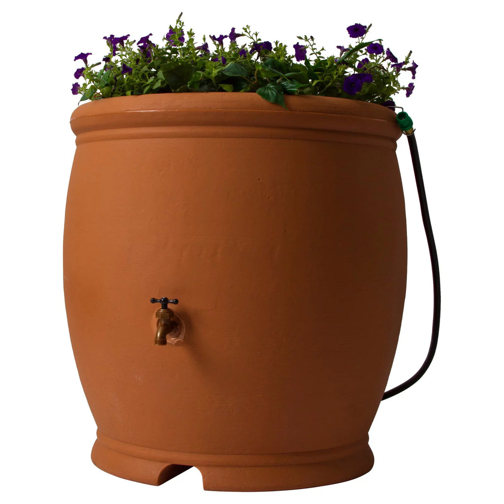 Algreen Barcelona 100 Gallon Rain Water Collection Barrel, Charcoal Stone