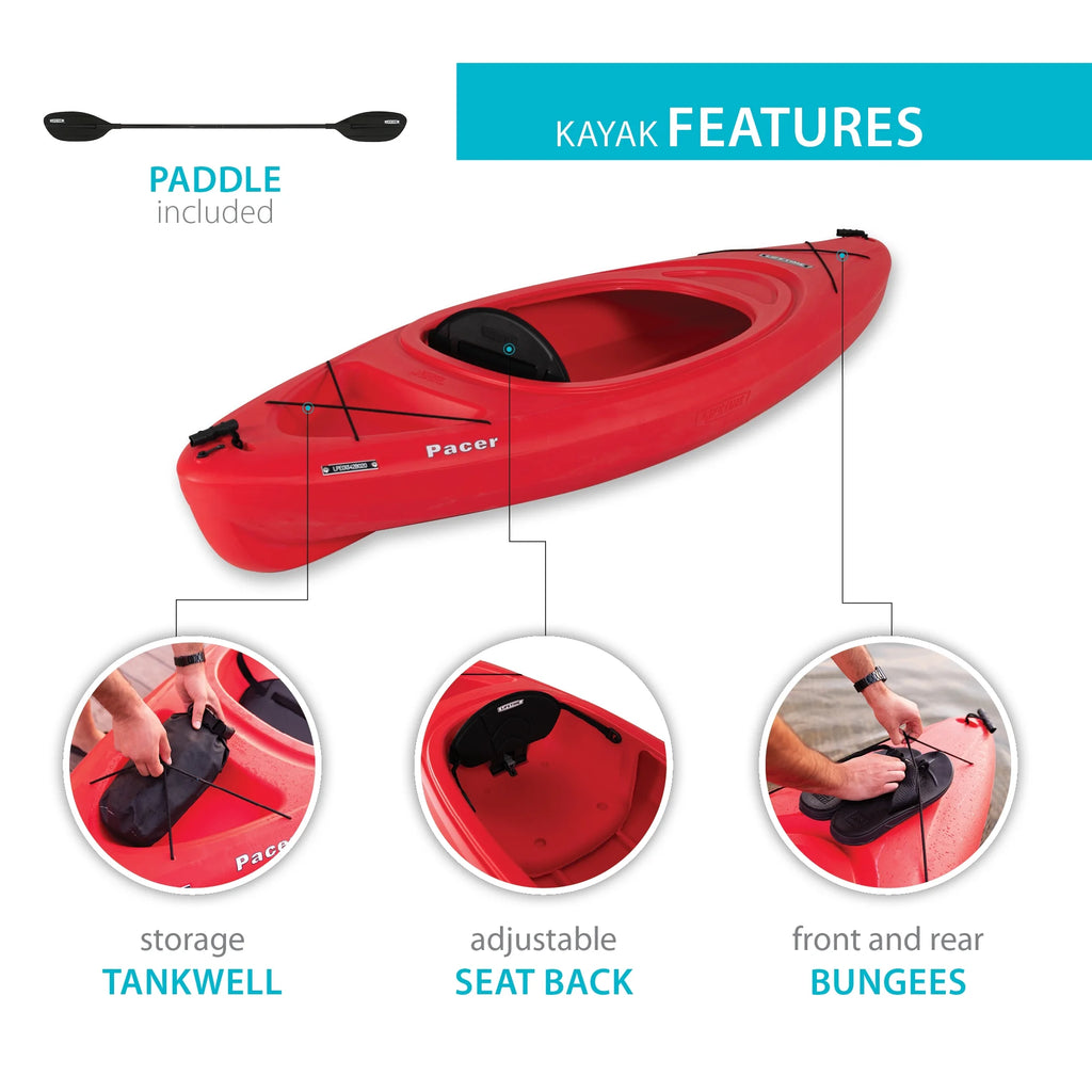 Lifetime Pacer 8 ft Sit-Inside Kayak, Fire Red (91036)