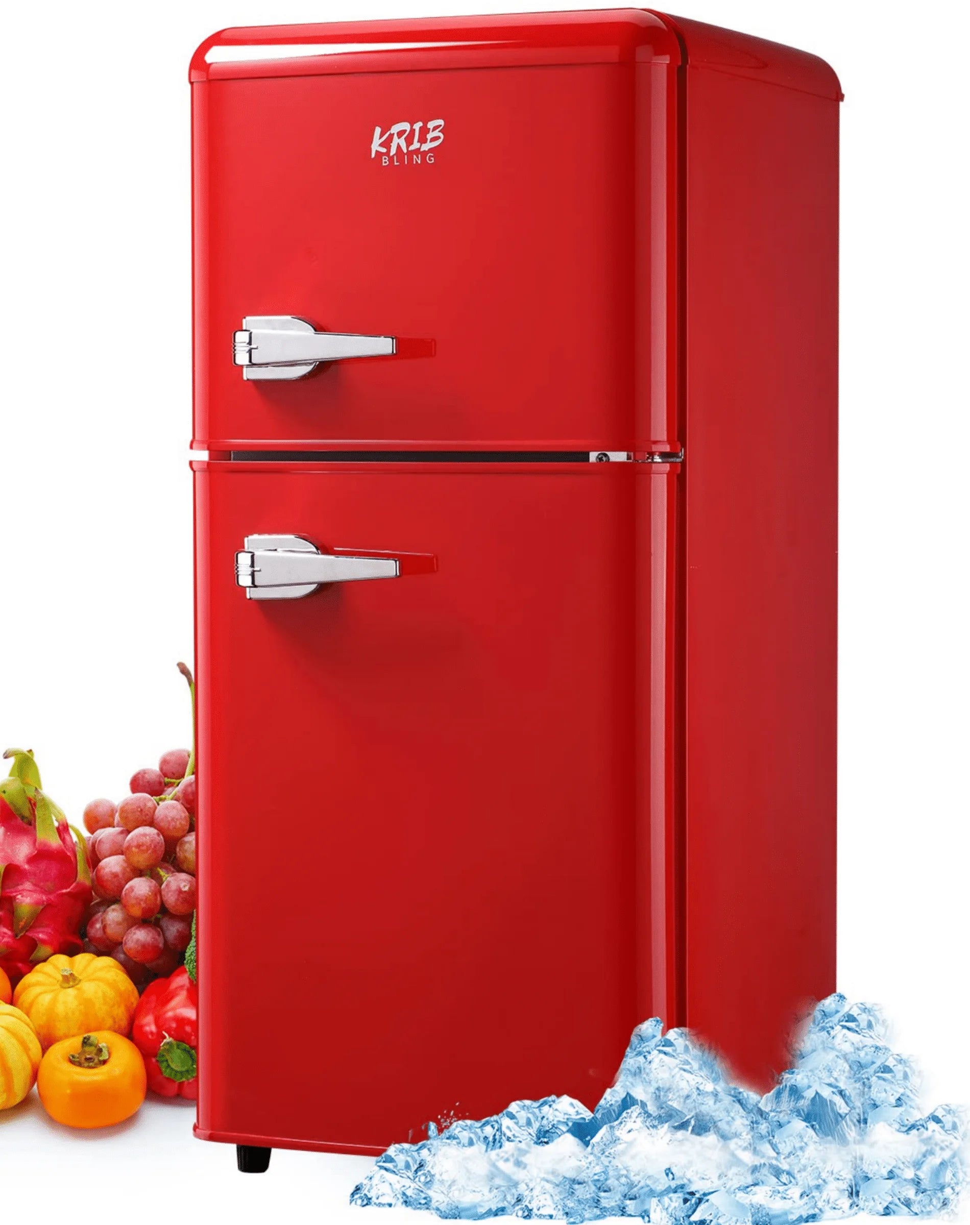 KRIB BLING 3.5 Cu.ft Compact Refrigerator Mini Fridge with Freezer, 2 Door Small Refrigerator for Office, Silver