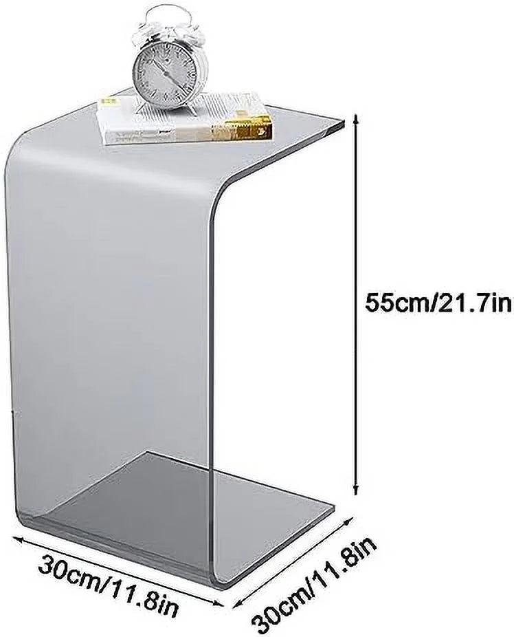 GEROBOOM C Shaped End Table Acrylic Sofa   Modern Design Clear Home Decor Display End Table for Living Room (Color   Brown  Size   30x30x55cm)