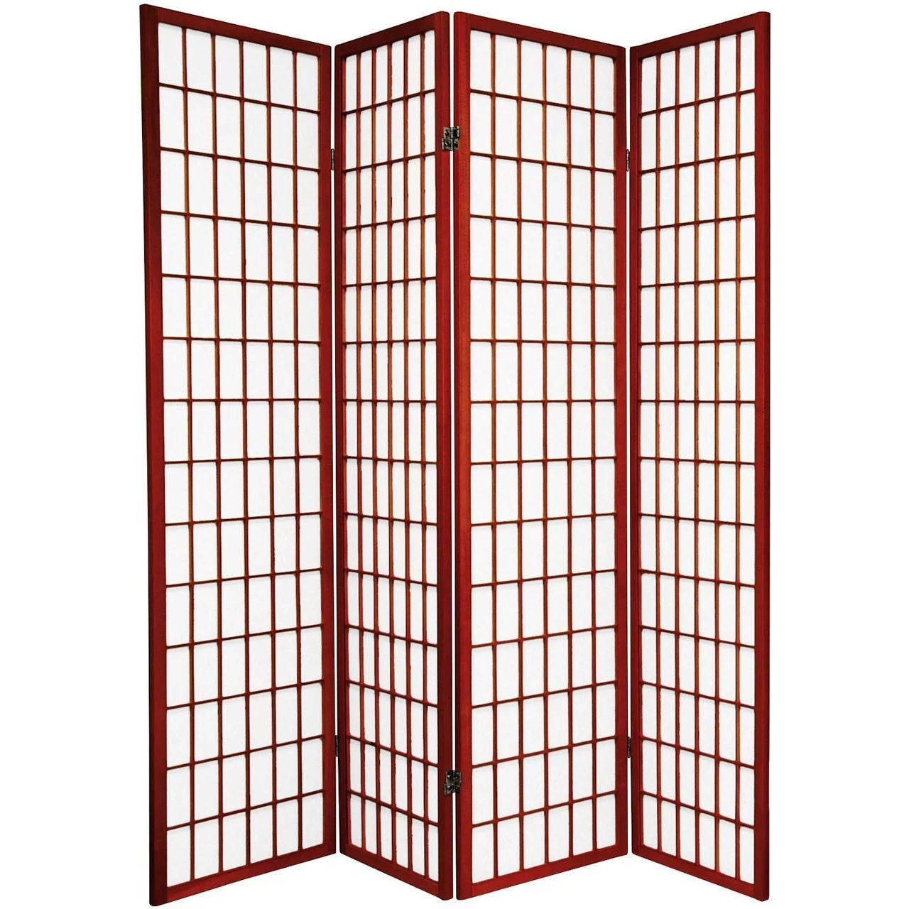 Legacy Decor 4 Panel Japanese Oriental Style Room Screen Divider Cherry Color