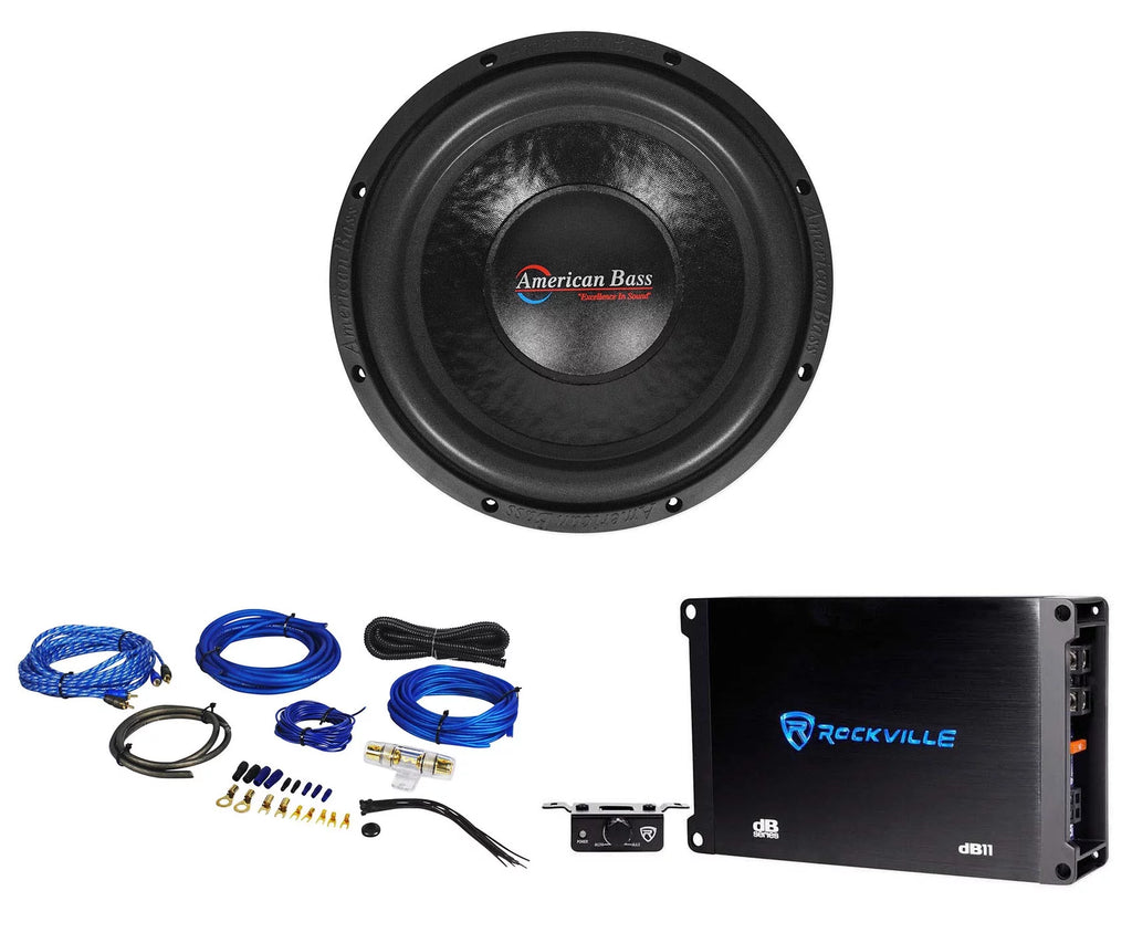 American Bass XO 1244 12" 600w Car Subwoofer 4-ohm Sub+Mono Amplifier+Amp Kit