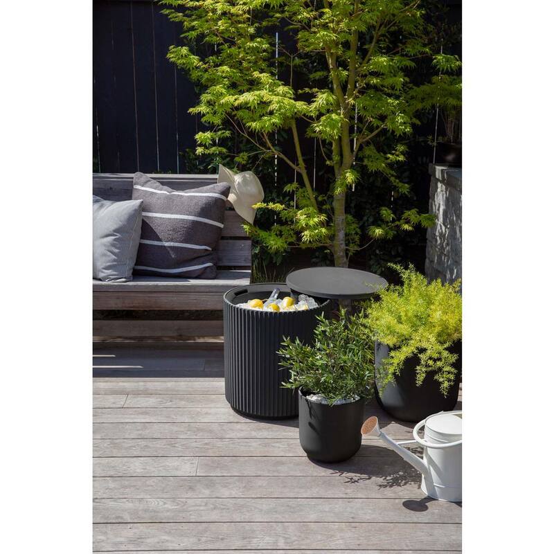 Round Black Plastic 21 in. H Outdoor Cooler Side table