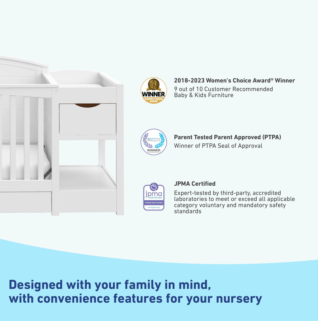 Graco Bellwood 5-in-1 Convertible Crib and Changer, White