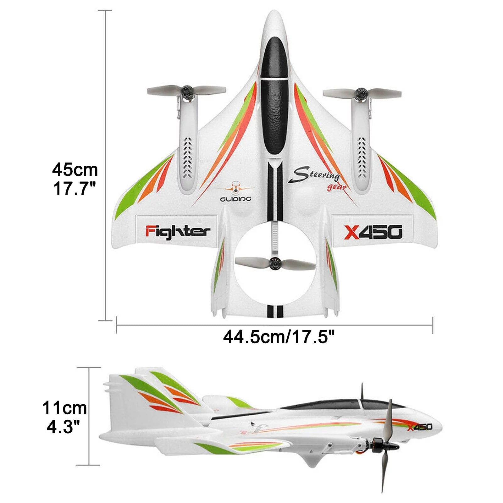 TOPTENG WLtoys XK X450 RC Airplane, 2.4G Remote Control 6 Channel Brushless Motor Aircraft, Vertical Takeoff LED RC Glider Fixed Wing Plane RTF