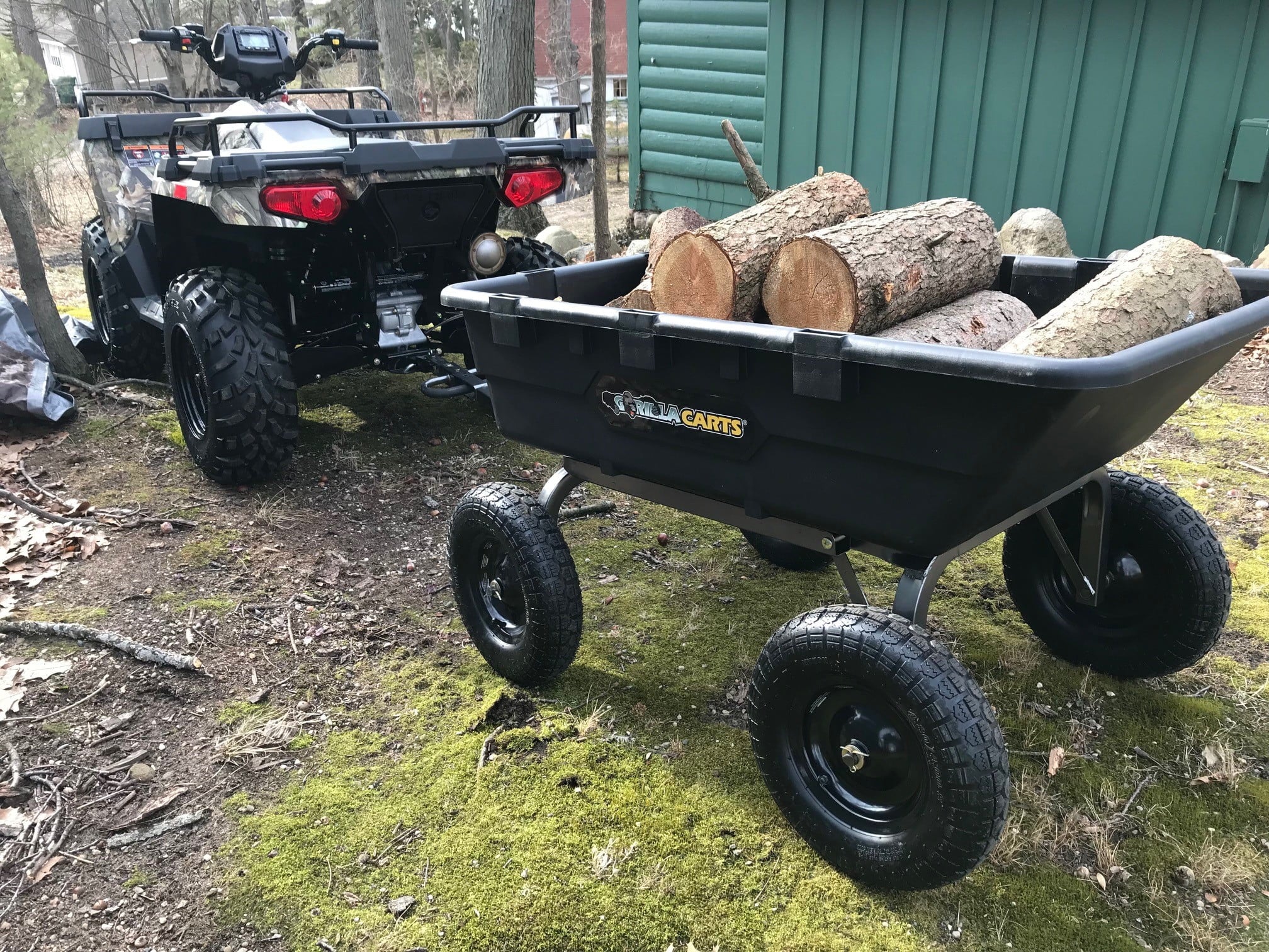 Gorilla Carts Heavy Duty Poly Yard Dump Cart Garden Wagon with 16" Tires