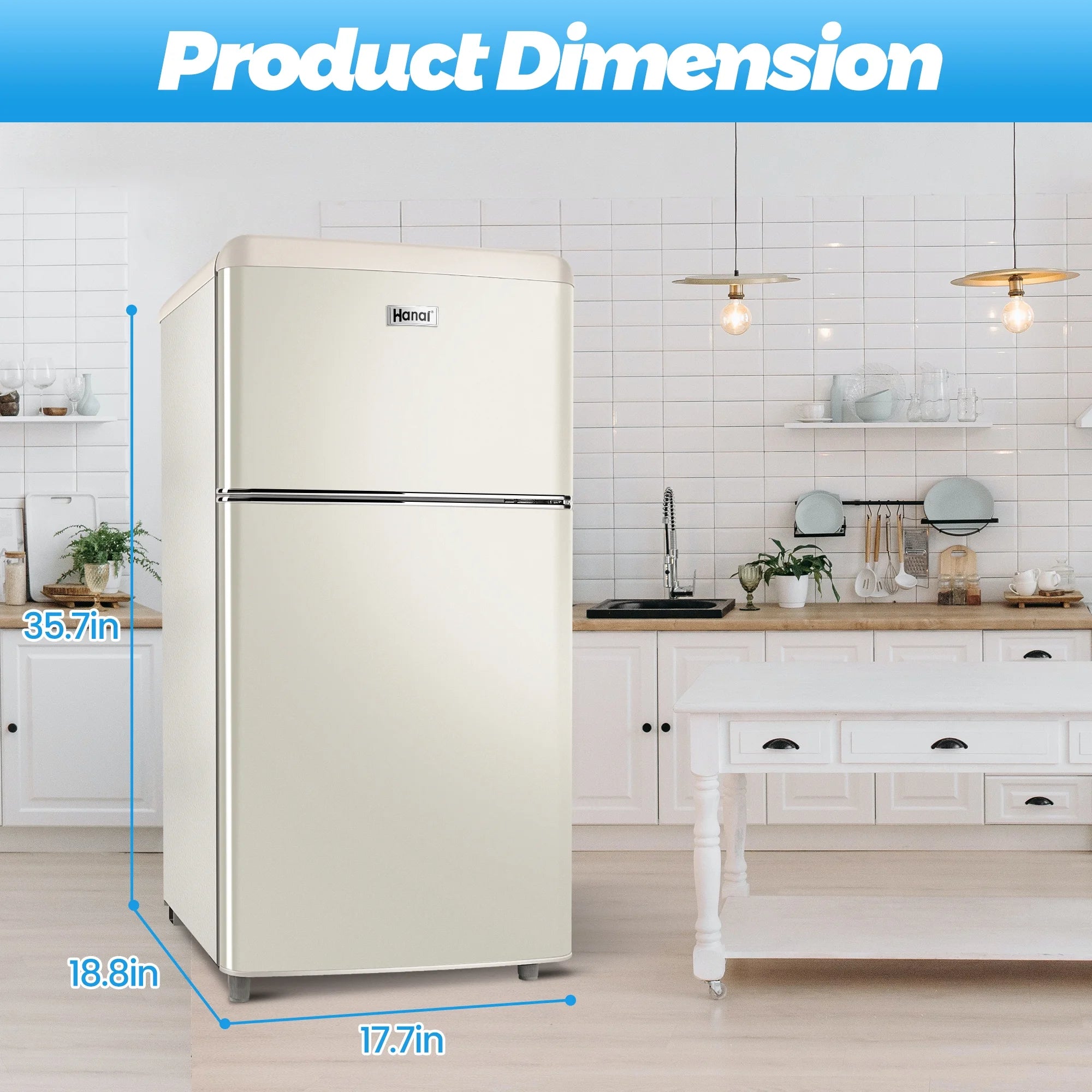 WANAI 3.5 Cu ft Two Door Mini Refrigerator with Freezer,Black