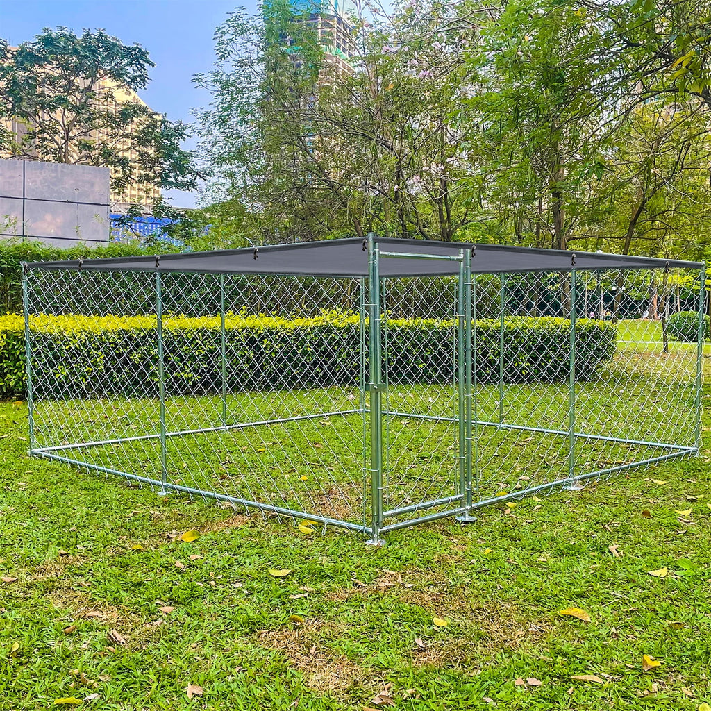 10x10ft Dog Run for Outdoor Pet Playpen Large Outdoor Dog Kennel Shade Cage Enclosure with Cover