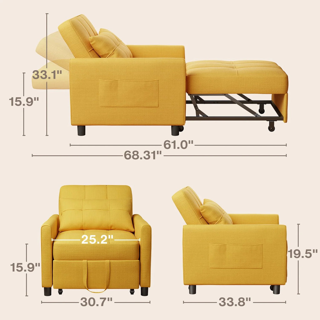 Sofa Beds Chair 3 in 1, Convertible Chair Single Bed,Dark Grey