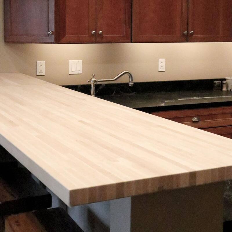 10 ft. L x 25 in. D Unfinished Maple Solid Wood Butcher Block Countertop With Eased Edge