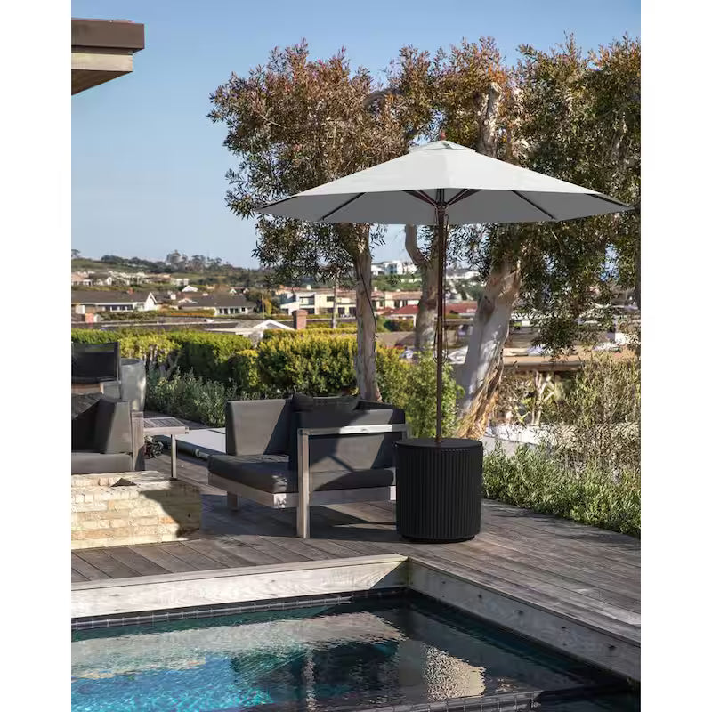 Round Black Plastic 21'' Height Outdoor Umbrella Side table