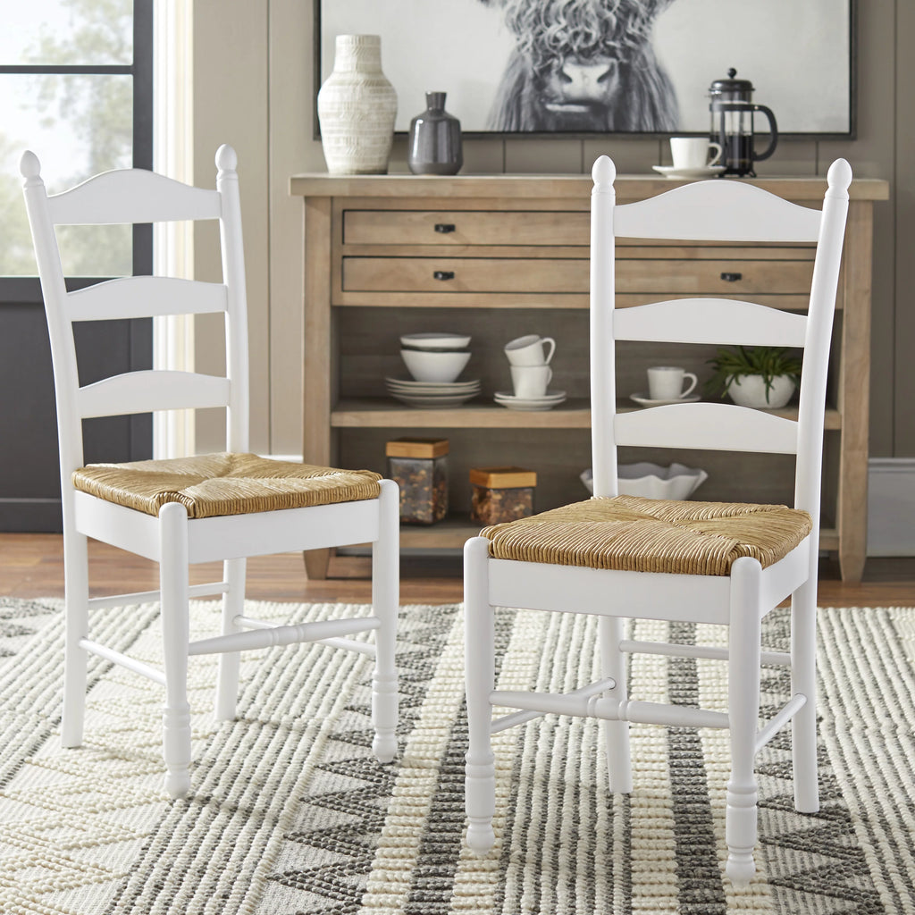 Ladder Back Rush Seat Chairs - Set of 2, Multiple Colors