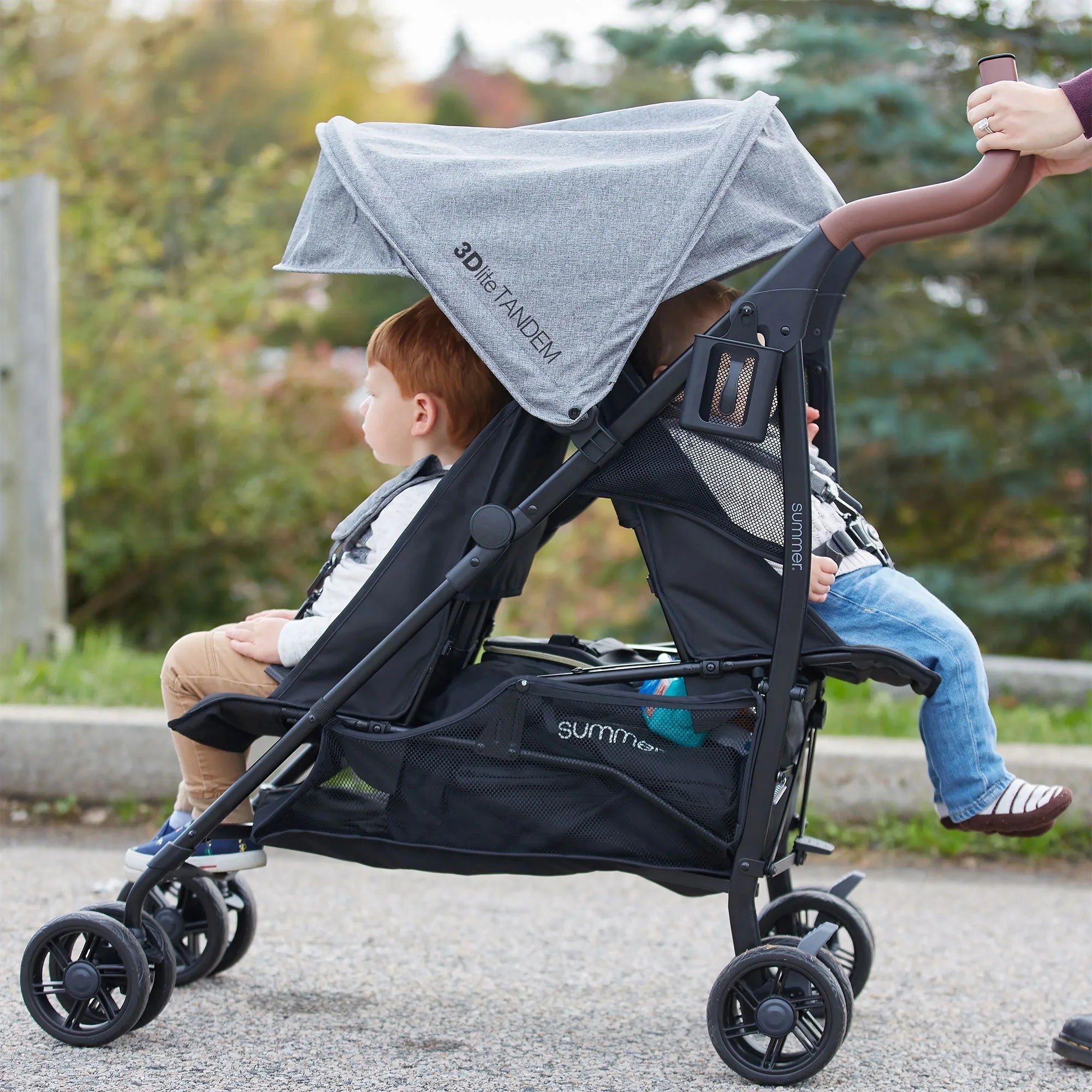 Summer Infant 3Dlite Tandem Double Stroller for Infants & Toddlers, Black
