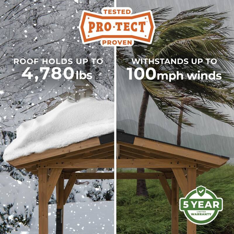 Granada 9 ft. x 10 ft. All Cedar Wood Grill Gazebo w/Outdoor Bar, Hard Top Steel Roof and Powder Coated Bar Countertops