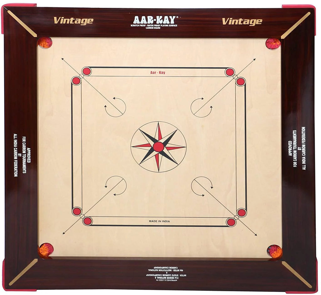KD AAR-Kay Carrom Board Vintage Plywood Approved by Carrom Federation of India & International Carrom Federation, Jumbo 32mm