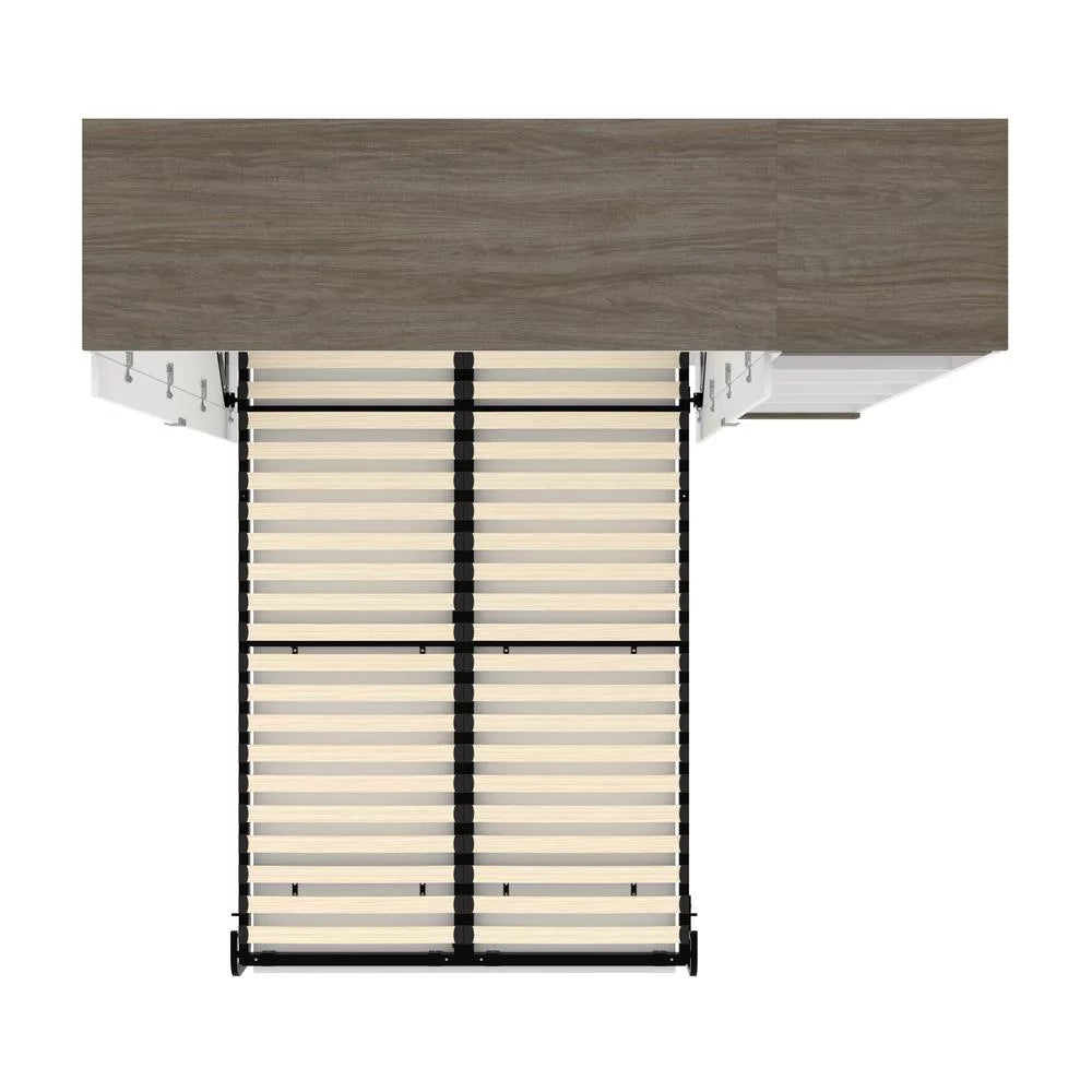 Bestar Orion 79" Full Murphy Bed with Narrow Bookcase in White