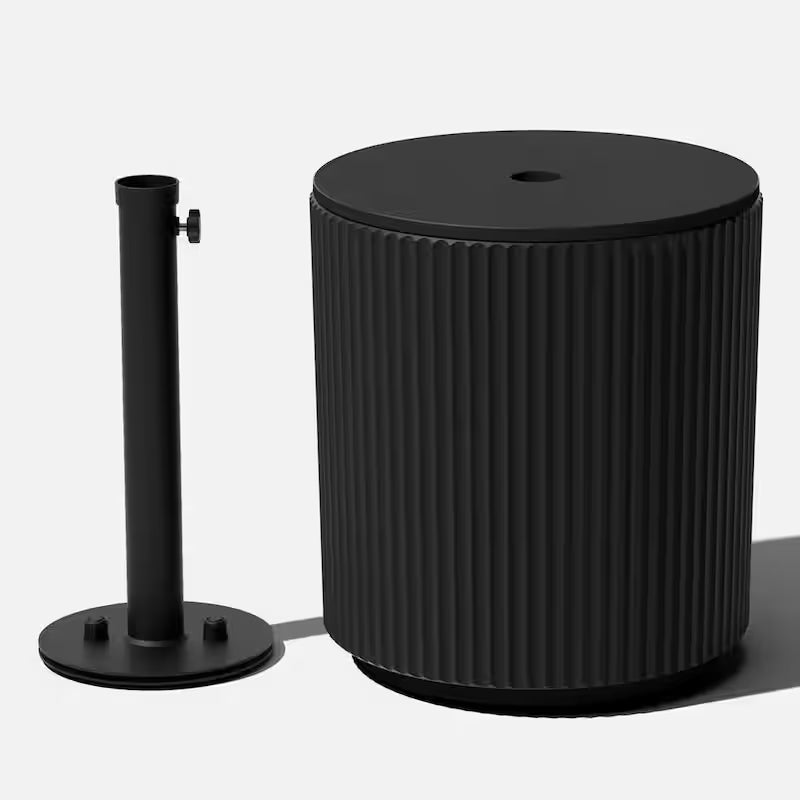 Round Black Plastic 21'' Height Outdoor Umbrella Side table