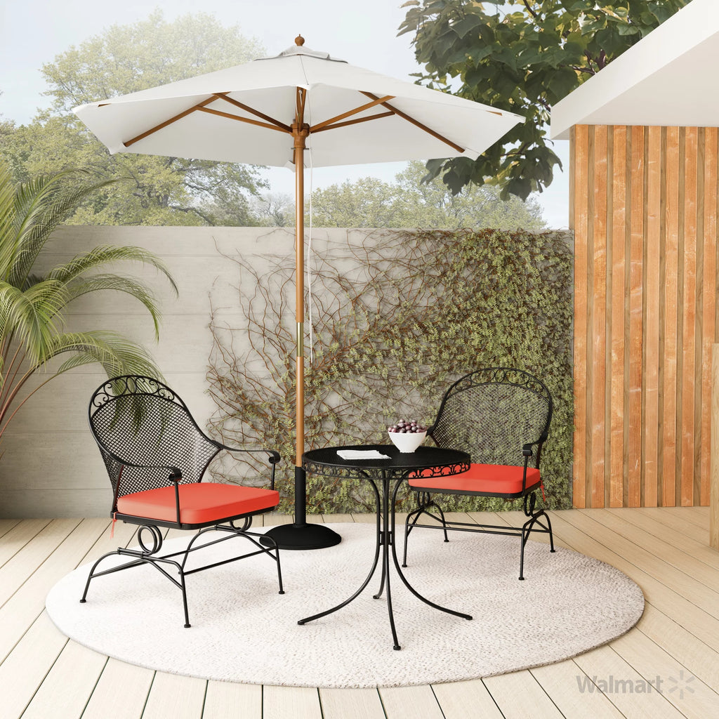 Better Homes & Gardens Clayton Court Outdoor Metal 3-Piece Bistro Set, Red Cushion, Spring Motion Chairs