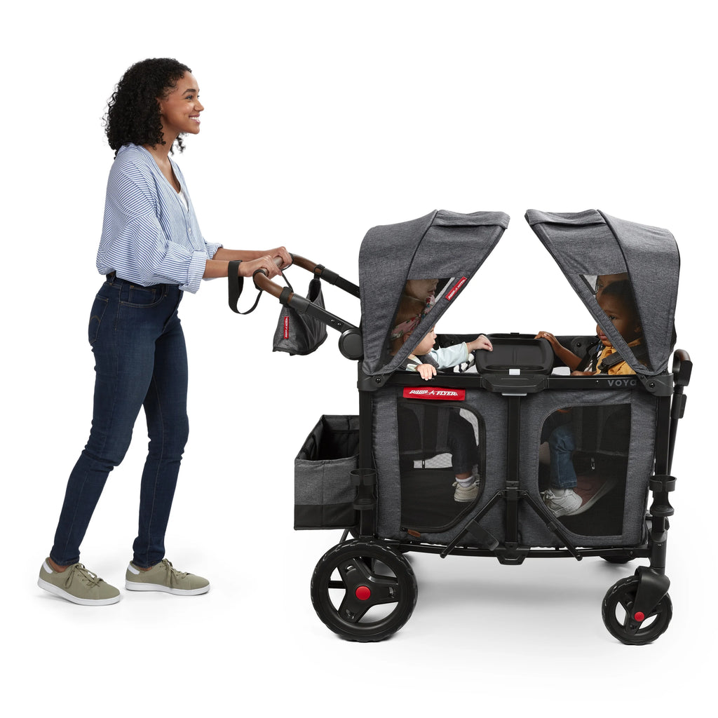 Radio Flyer, Voya™ XT Quad Stroller Wagon, Premium Stroller Wagon for 4 Kids, Accessories Included