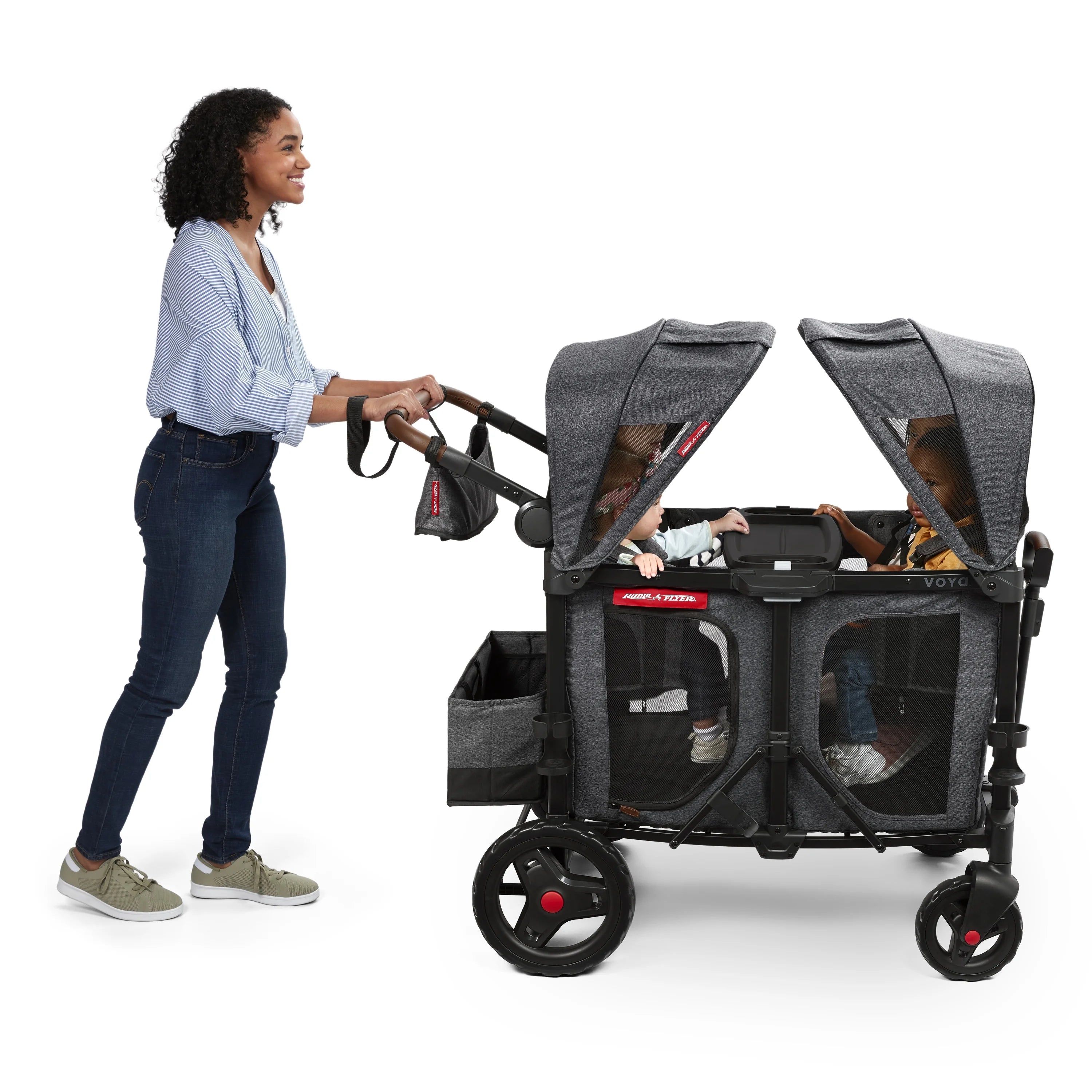 Radio Flyer, Voya™ XT Quad Stroller Wagon, Premium Stroller Wagon for 4 Kids, Accessories Included