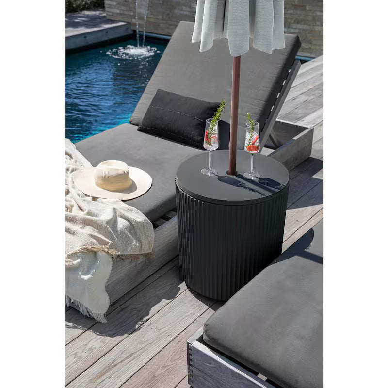Round Black Plastic 21'' Height Outdoor Umbrella Side table