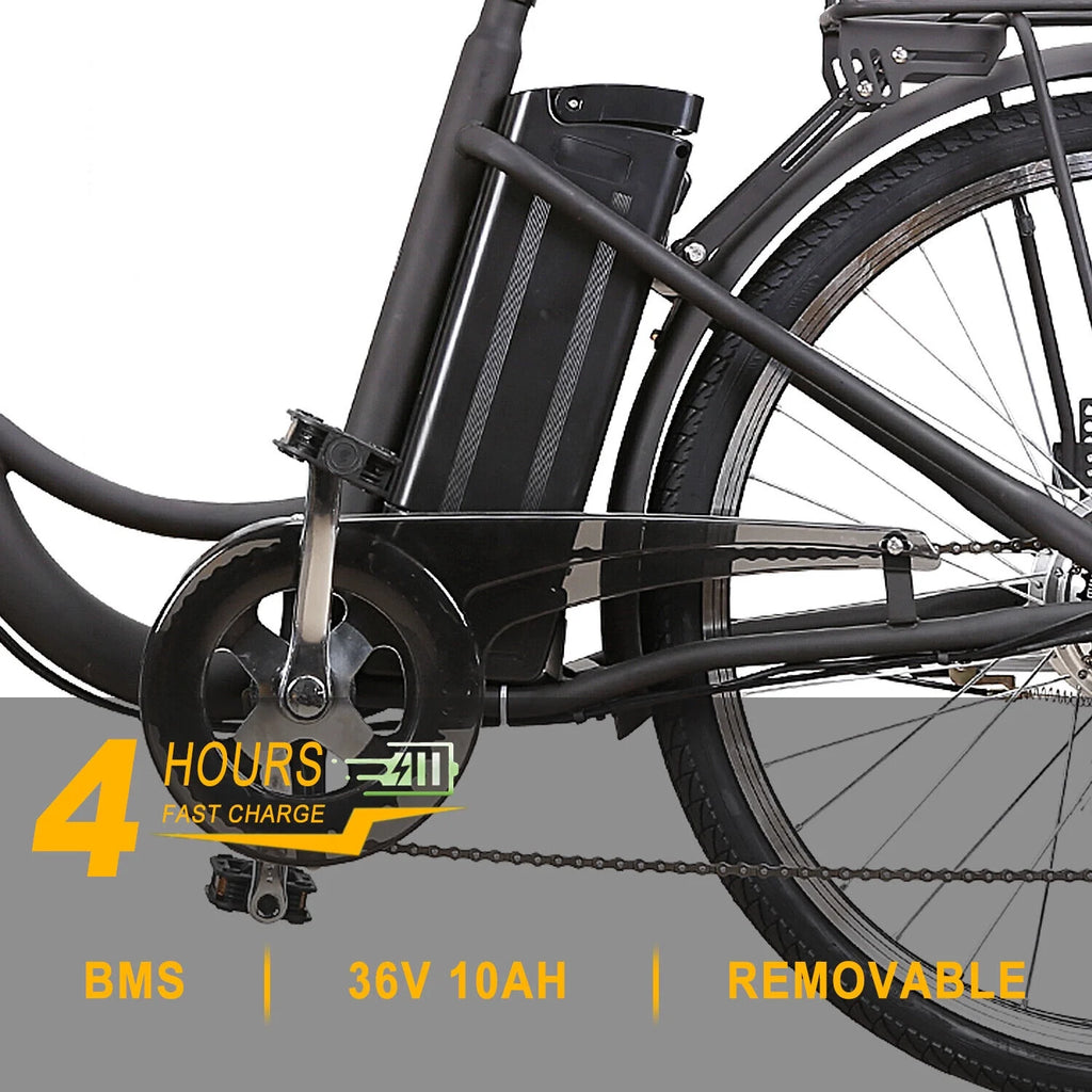 KTOEBYCO Electric Bike 350W for Adults 26"Tire,Shimano 6-Speed up to 22mph,36V10Ah Lithium Battery
