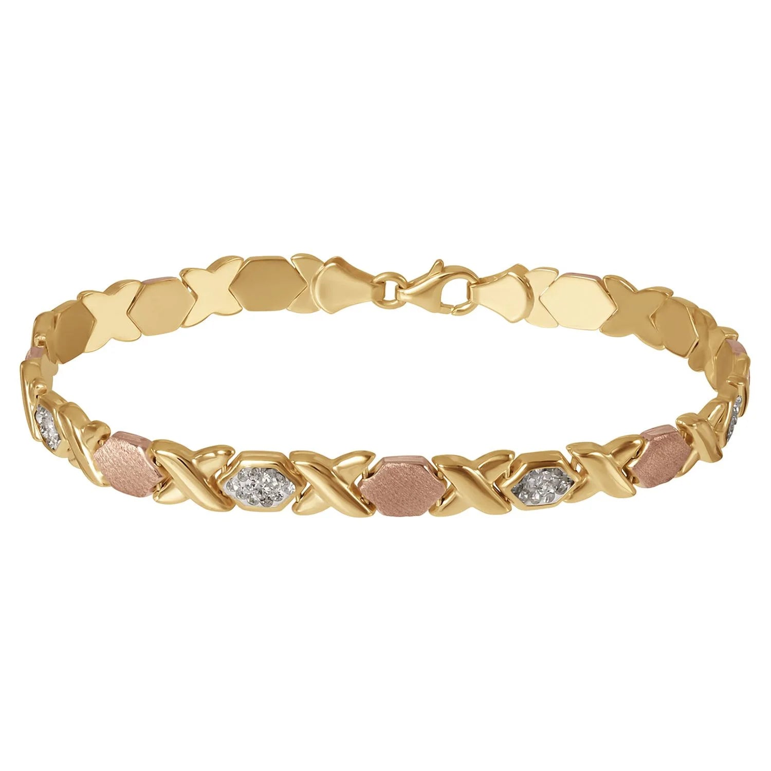 Brilliance Fine Jewelry Hugs and Kisses Gold over Sterling Silver Bracelet