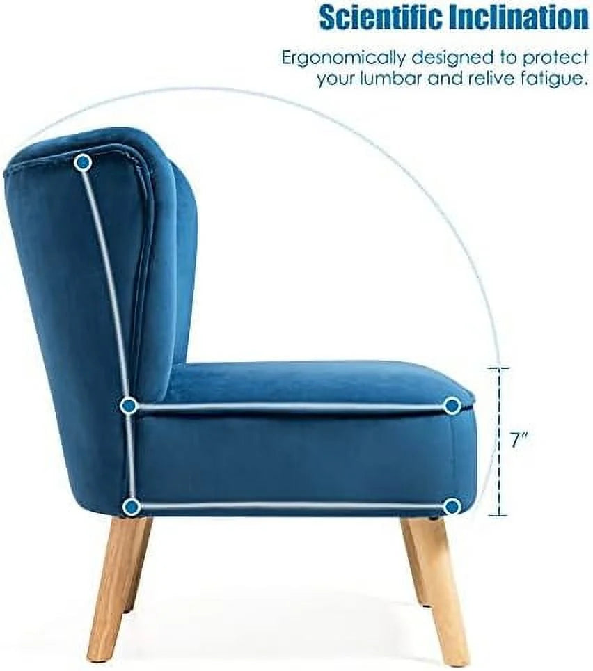 FDIGLUL Armless Accent Chair  Velvet Modern Chair with Rubber Wood Legs and Thick Sponge Seat  Upholstered Leisure Wingback Sofa Chair for Living Room for Bedroom Living Room (2  Turquois