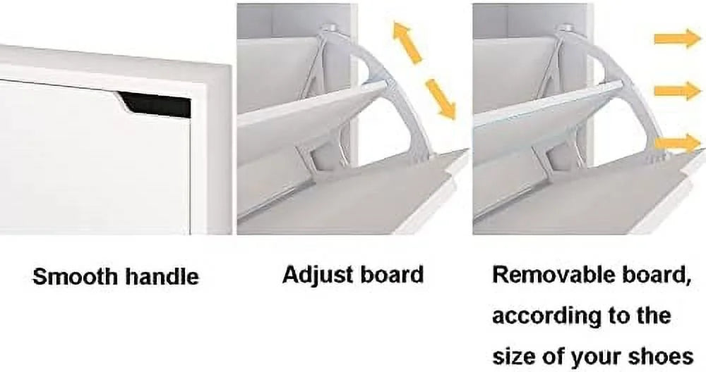 HOOMHIBIU Shoe Cabinet with 3 Flip Drawers Wood Entryway Shoe  Cabinet Freestanding Shoe Rack  Organizer for Entryway  Hallway  White and Rustic Brown 9.33" D x 31.5" W x 47.2"