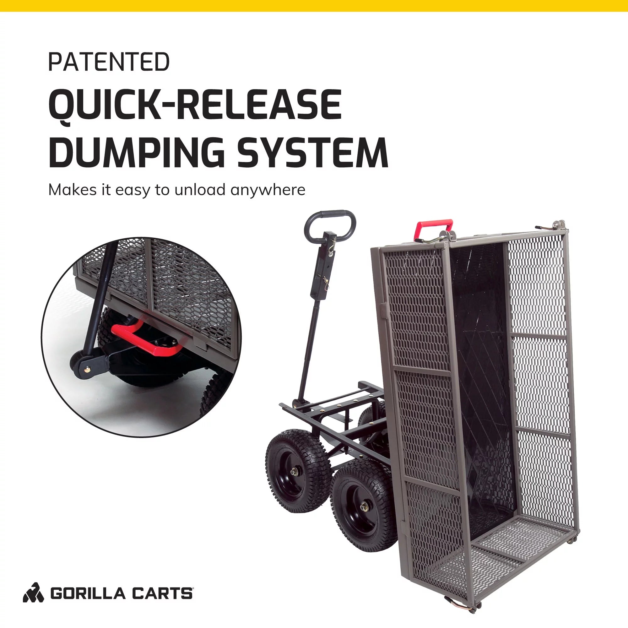 Gorilla Carts Steel Dump Cart Garden Beach Wagon, 1,200Lb Capacity, Gray