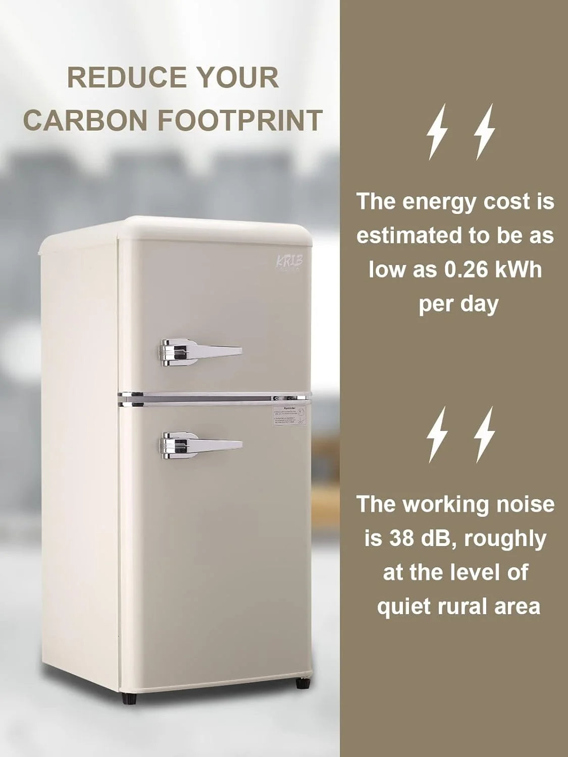 KRIB BLING 3.5 Cu.ft Compact Refrigerator Mini Fridge with Freezer, 2 Door Small Refrigerator for Office, Silver