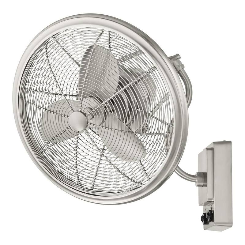 Bentley II 18 in. Indoor/Outdoor Brushed Nickel Oscillating Wall Fan