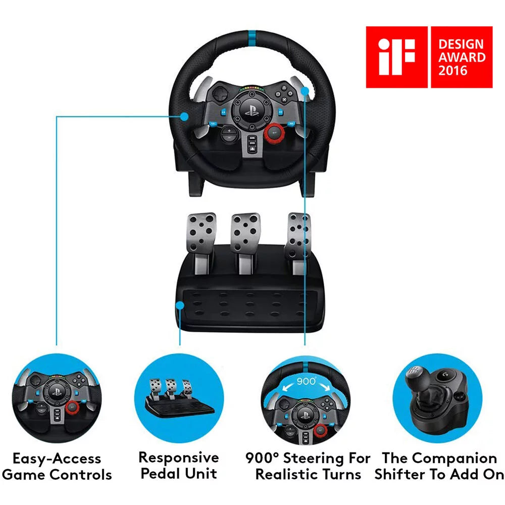 Logitech G29 Racing Wheel and Pedals For PC, PS4, PS5 with Accessories