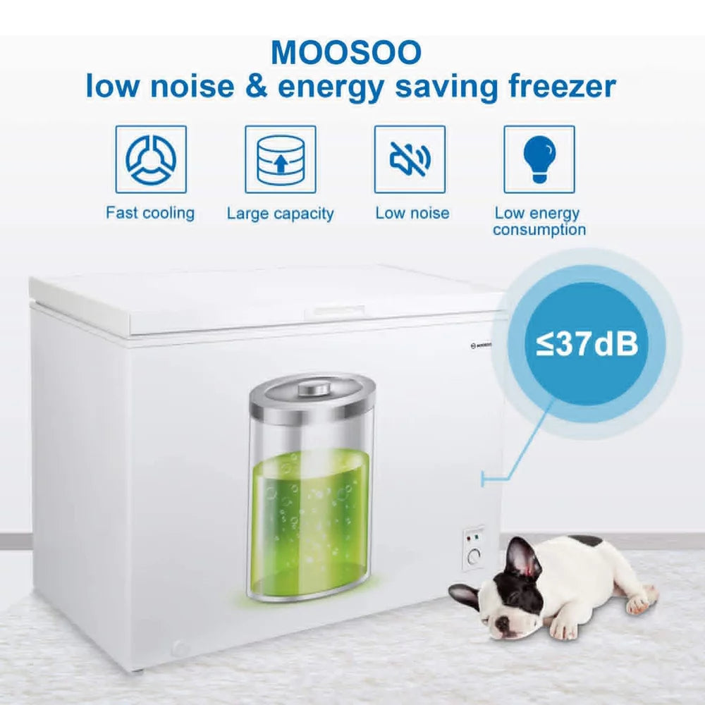 MOOSOO 7 Cu ft Chest Freezer, Energy Saving Compact Deep Fridge, Adjustable Temperature, Removable Baskets
