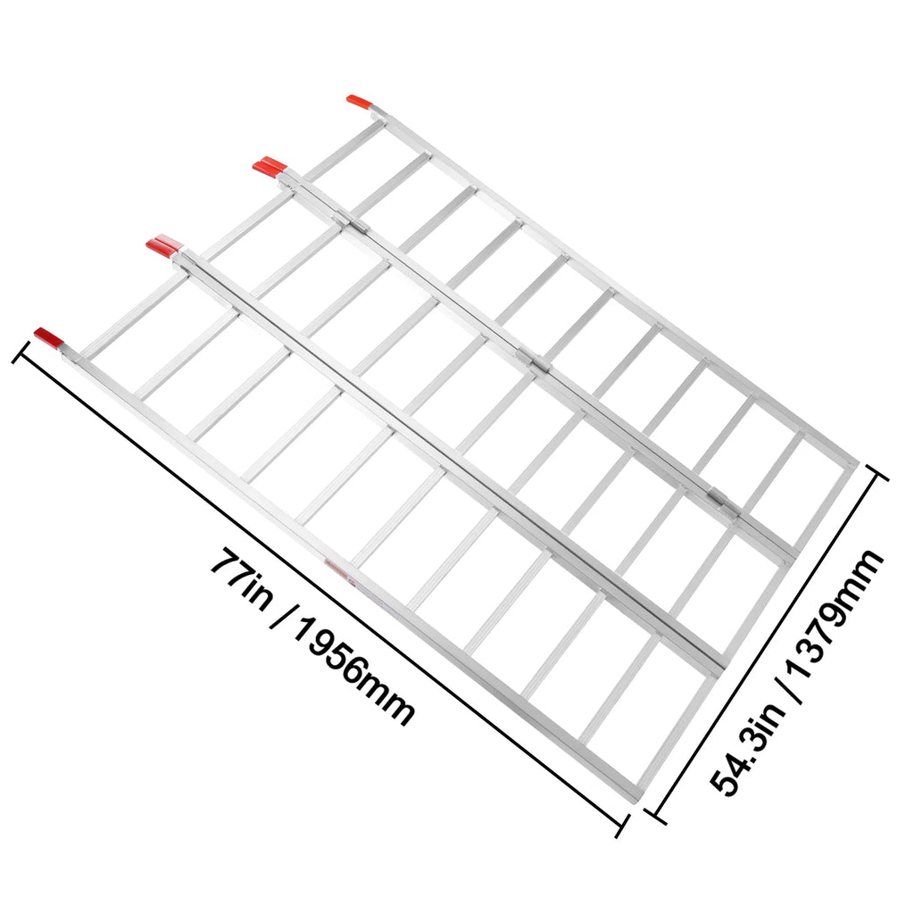 BENTISM Tri-Fold Aluminum Loading Ramp 1500 lbs 77" x 54" Non-slip Truck Ramps for Mini Bike Dirt Bike Tractors ATVs UTVs Motorcycles