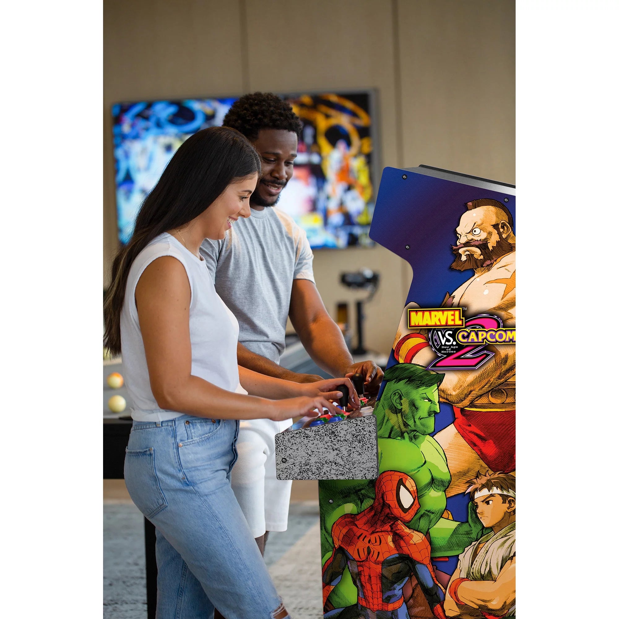 Arcade1up Marvel vs Capcom 2 Arcade with Lit Marquee and Riser