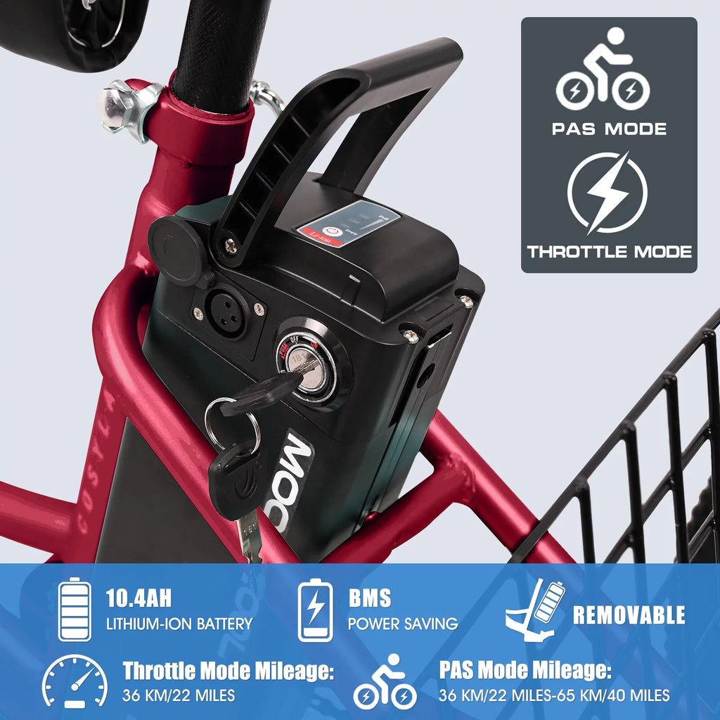 Ficisog 24" Adult Electric Tricycles, 350W 7-Speed Electric Tricycle with Removable Lithium Battery, Unisex 36V 14.5AH