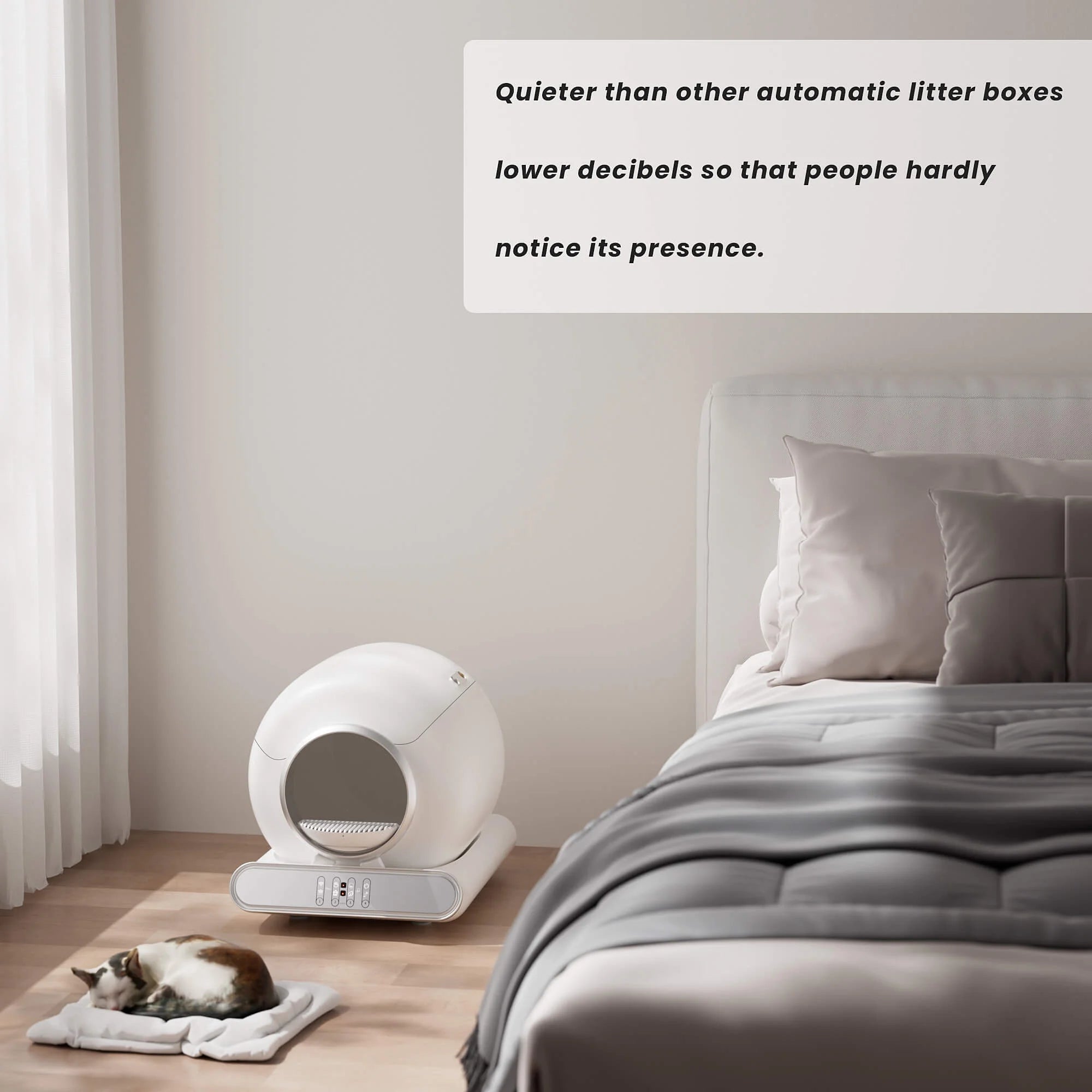 Next-Gen Intelligent Silent Automatic Self-Cleaning Litter Box | Smart Cat Litter Robot for 1-3 Cats Households | App Control