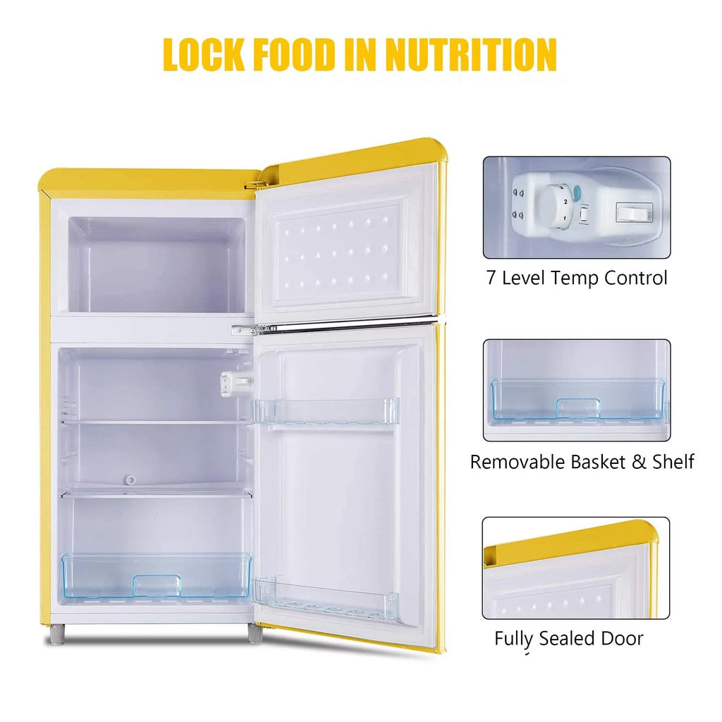 WANAI 3.5 Cu ft Two Door Mini Refrigerator with Freezer,Black