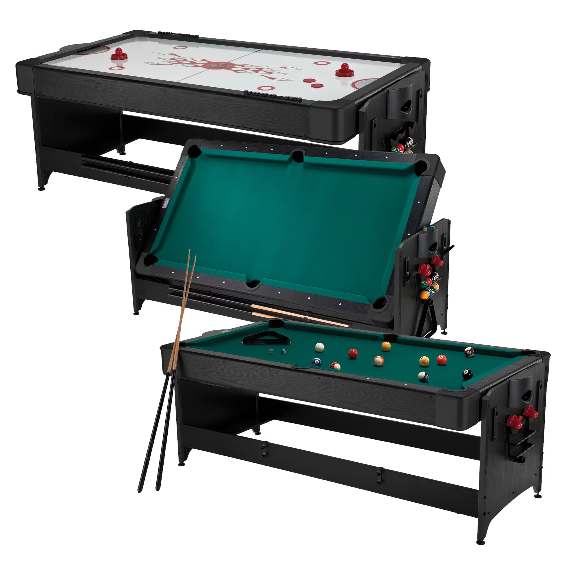 Fat Cat Pockey 7' 2-in-1 Billiards and Air Hockey Game Table