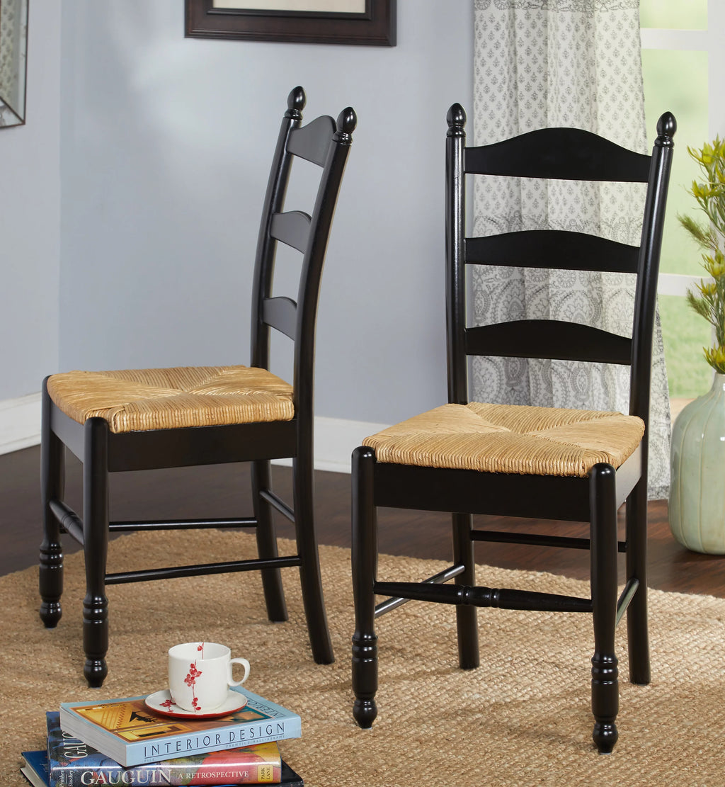 Ladder Back Rush Seat Chairs - Set of 2, Multiple Colors