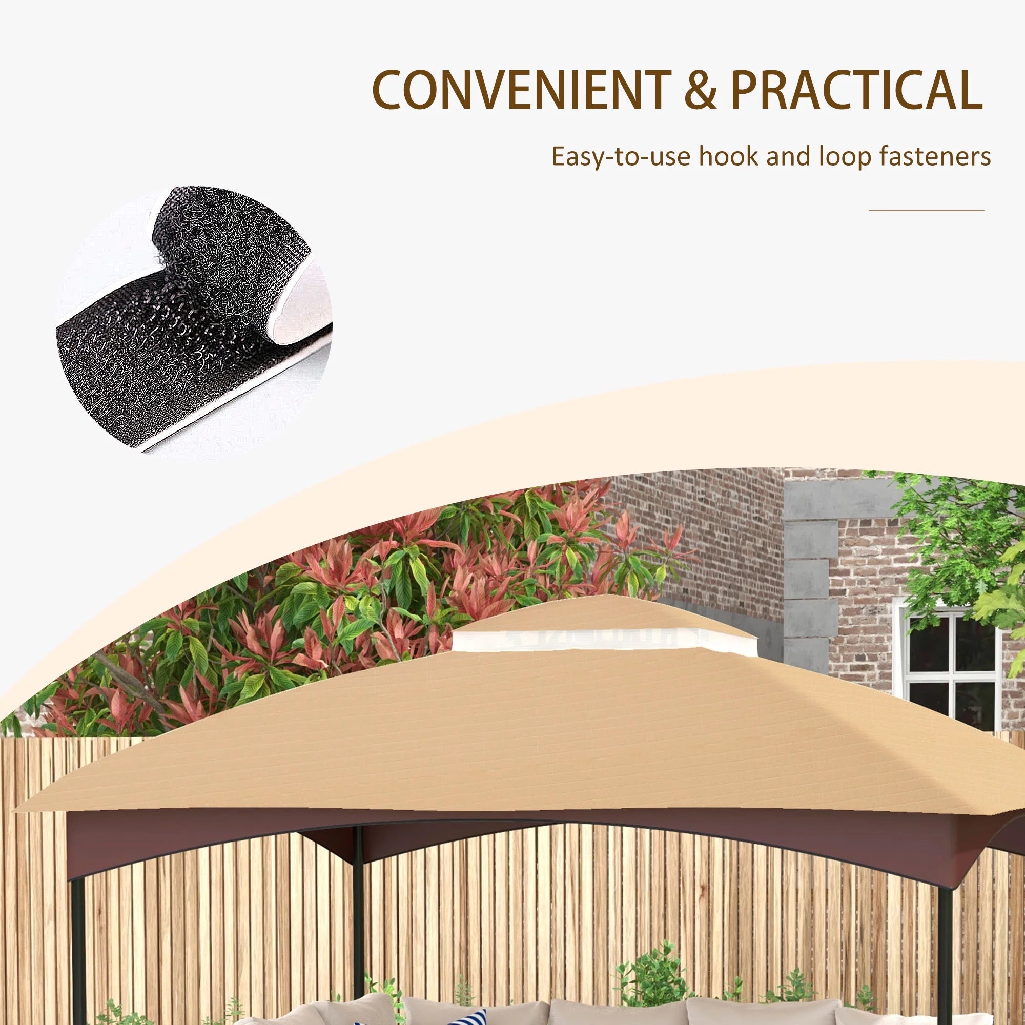 Outsunny Gazebo Canopy Replacement for 10' x 12' Patio Gazebo, Beige
