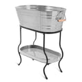 Steel Galvanized Beverage Tub with Stand and Drip Pan Tray - Oval shape (Large Size) by MG Decor - Madhu Collection